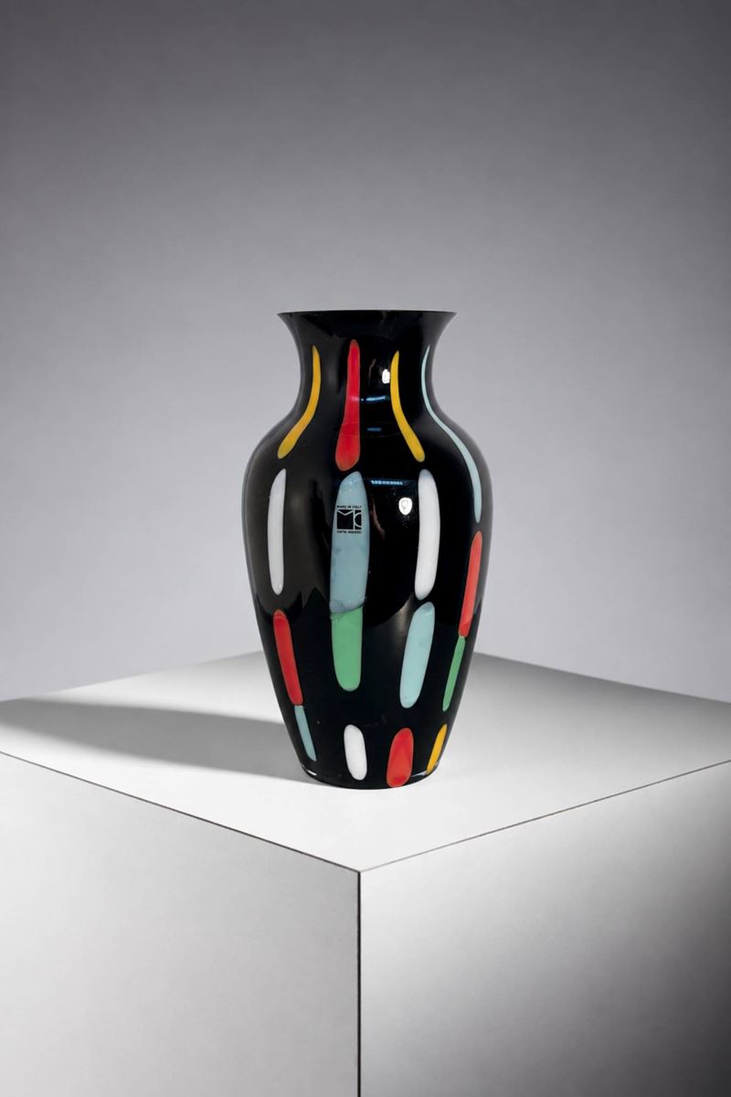 Carlo Moretti - Vaso in vetro di Murano con etichetta