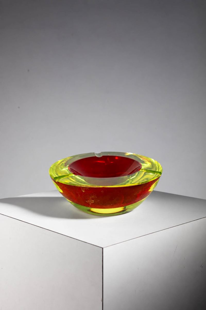 Murano Glass - Posacenere/ciotola in vetro di Murano Sommerso rosso e verde