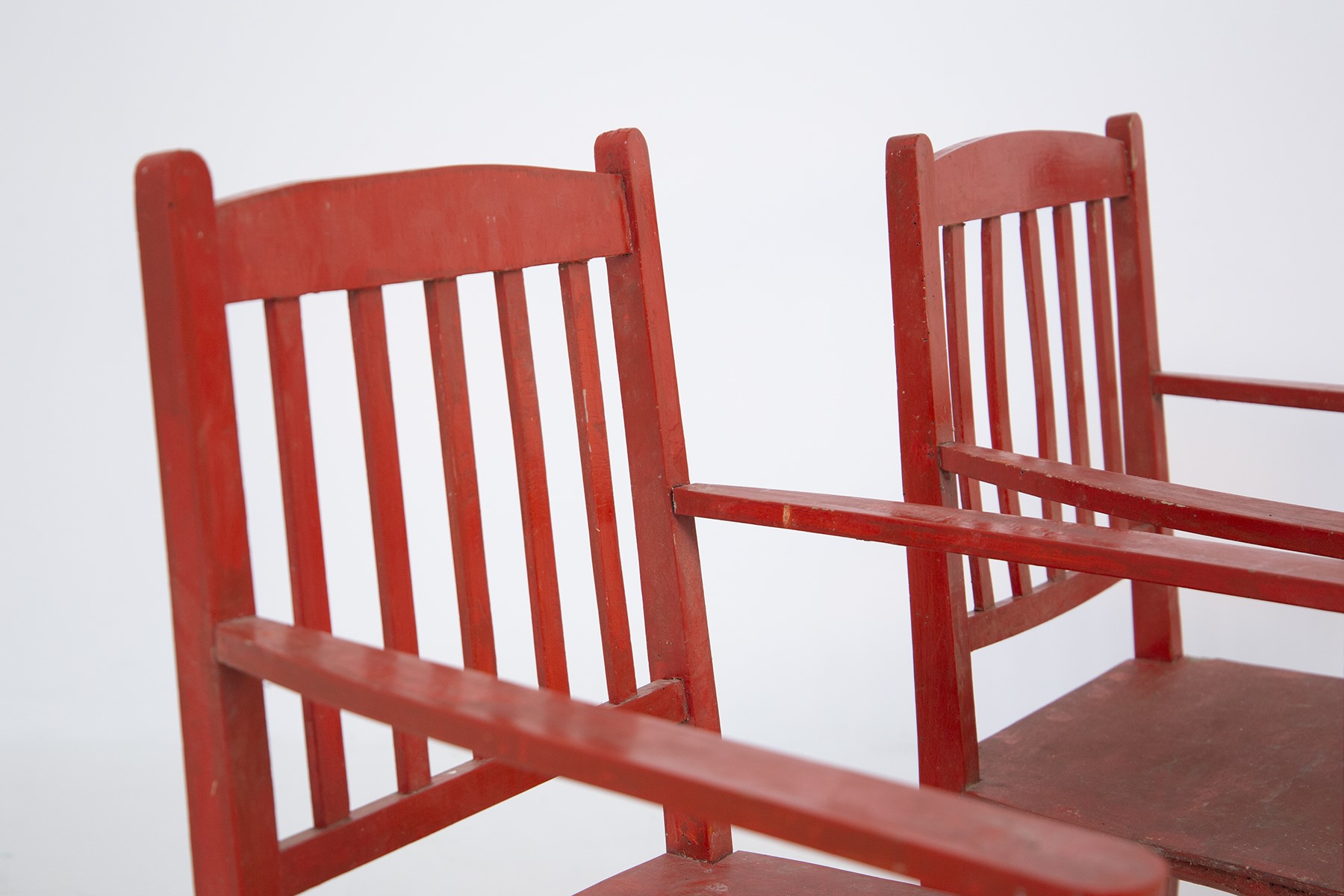 Set di Sedie Vintage in Legno Rosso