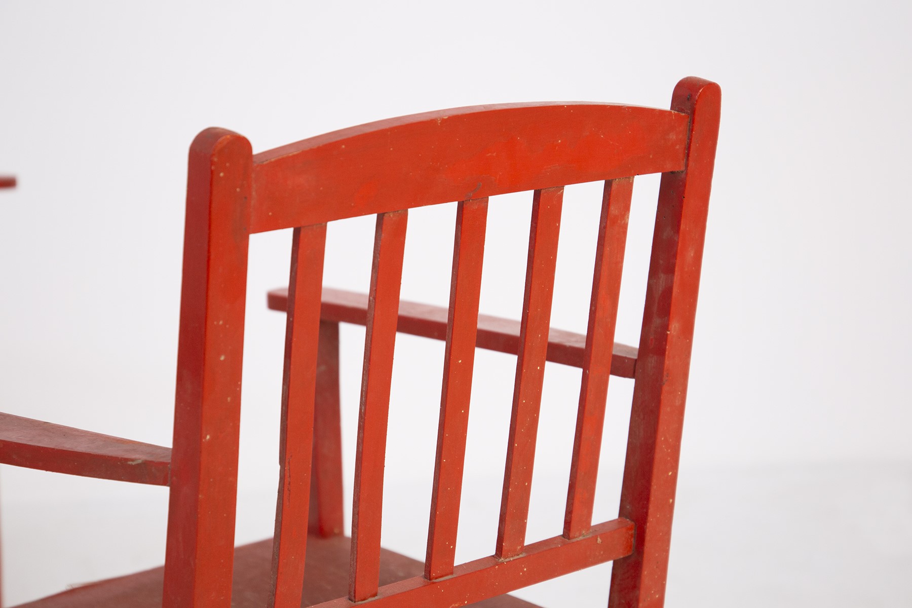 Set di Sedie Vintage in Legno Rosso