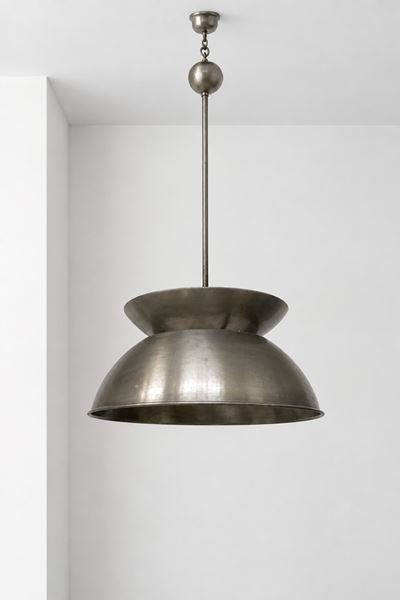 Lampadario Cetra in metallo satinato (modello per Artemide)
