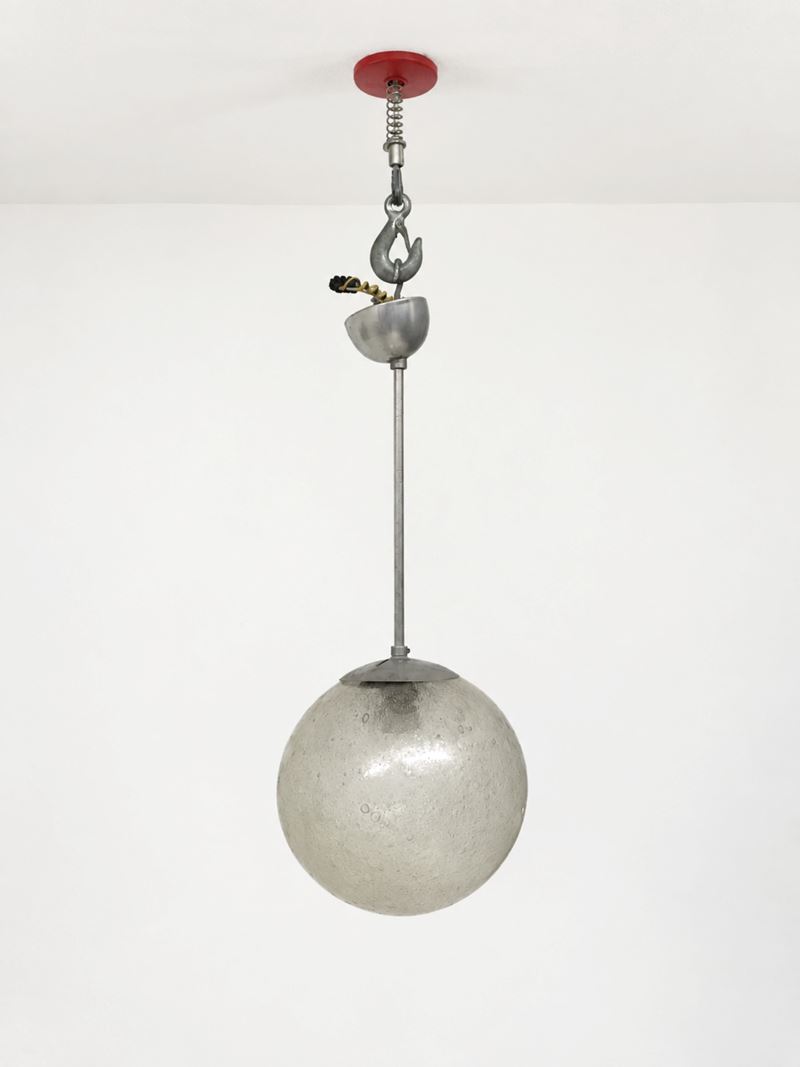 Carlo Scarpa - Pendente (anni Sessanta) in metallo e vetro a bolle