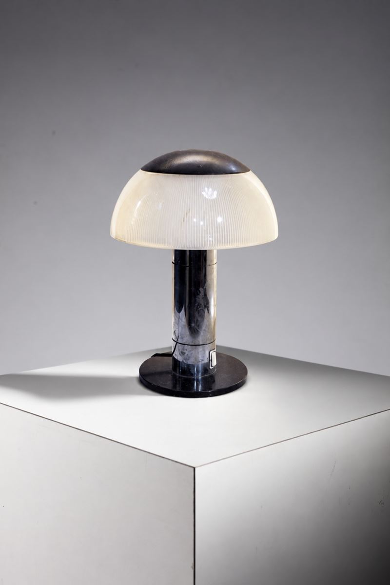 Stilnovo - Lampada da tavolo “Ufo”, metallo e vetro