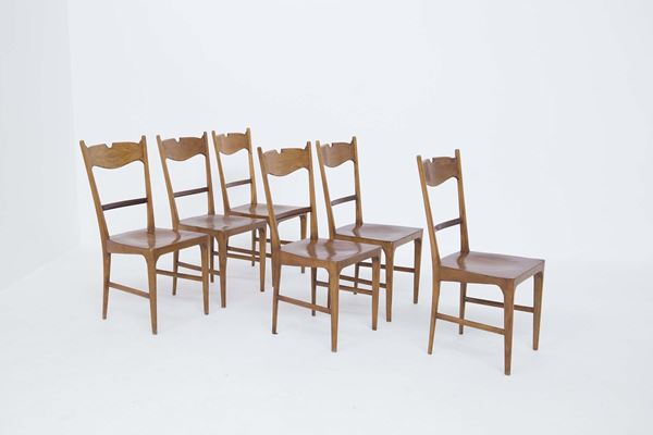 Ico Parisi - Set of Six Italian Vintage Chairs in Wood (Attr)