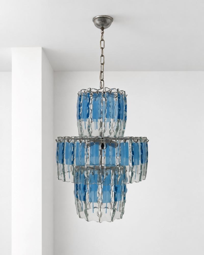 Zero Quattro - Lampadario in vetro di Murano blu