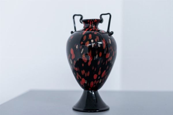 Toso Fratelli - Vaso in vetro di Murano soffiato nero