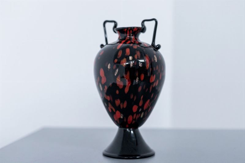 Vaso in Vetro di Murano Soffiato Nero