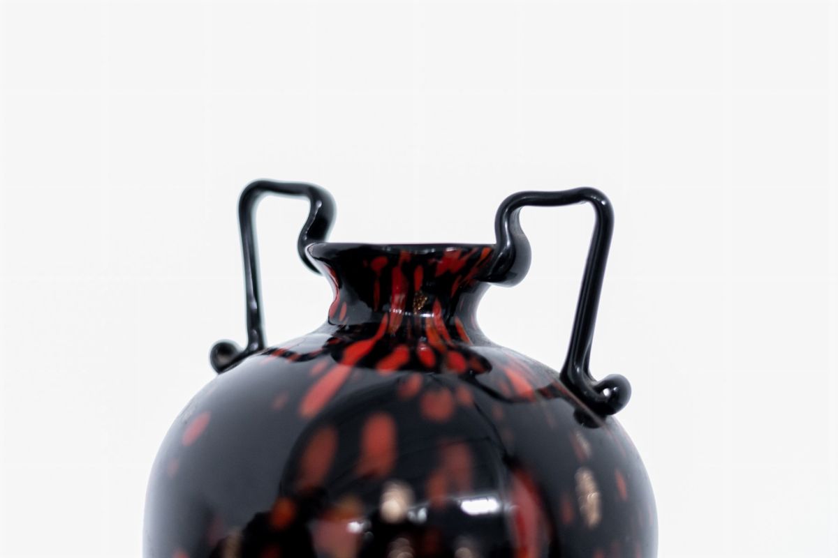 Vaso in Vetro di Murano Soffiato Nero