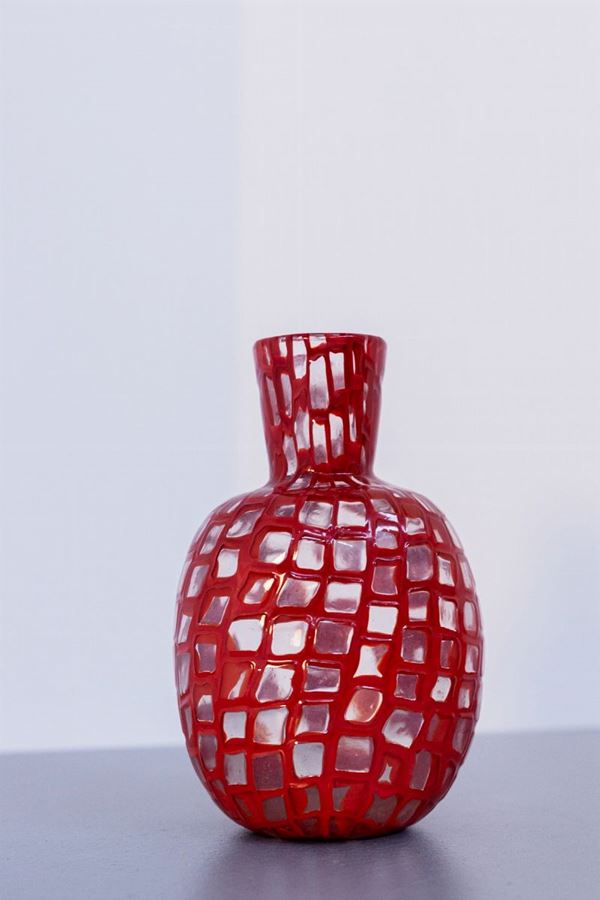 Tobia Scarpa - Vintage Red Murano Glass Vase for Venini