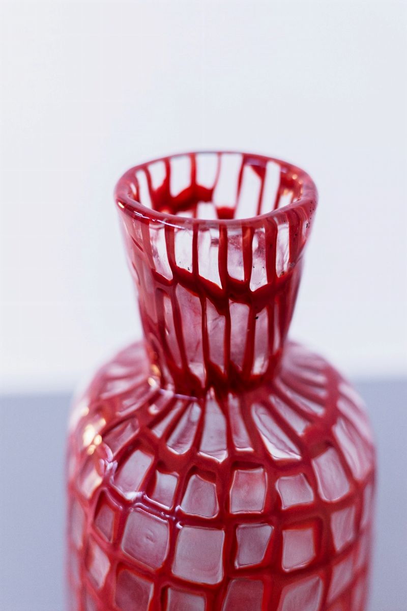 Vaso Vintage in Vetro di Murano Rosso per Venini