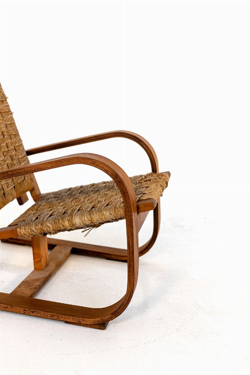 Poltrona Vintage in Legno e Vimini (attr.)