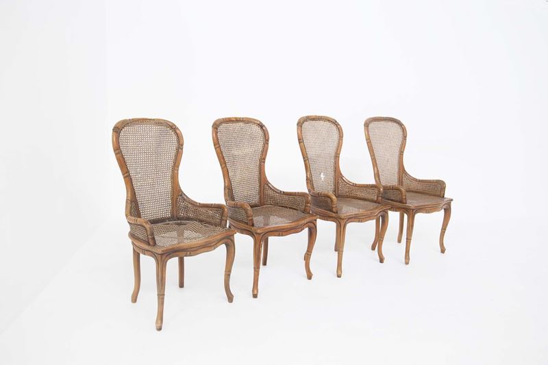 Set di sedie in Simil Bambù e Rattan di Giorgetti