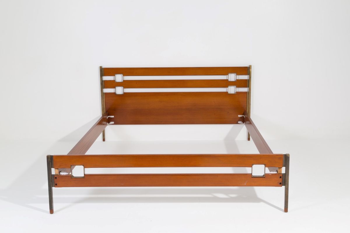 Ico Parisi Bed in wood and brass