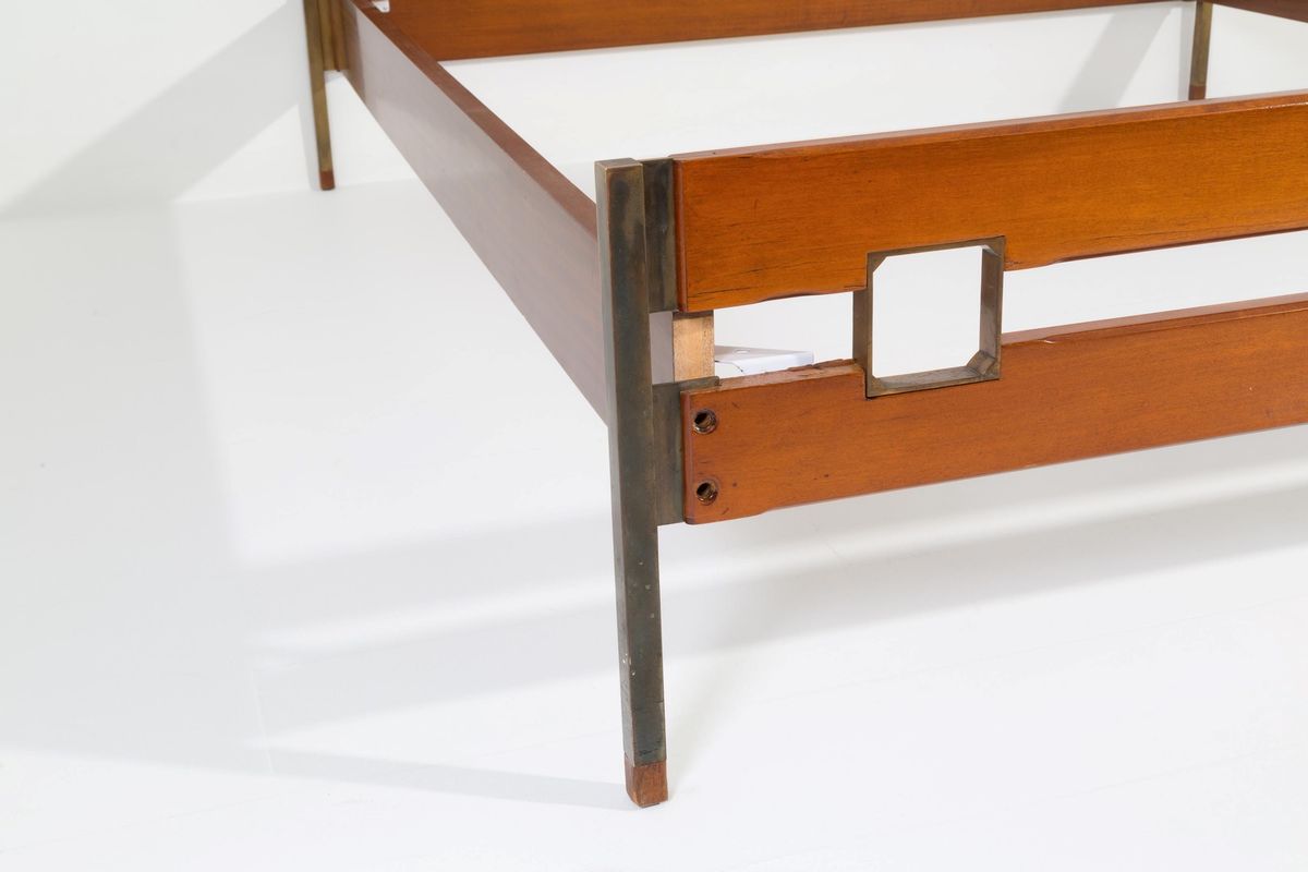 Ico Parisi Bed in wood and brass
