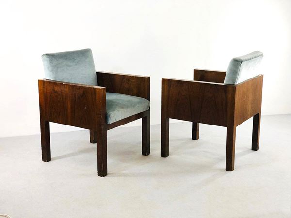 Franco Albini - Pair of Armchairs in Wood (Attr.)