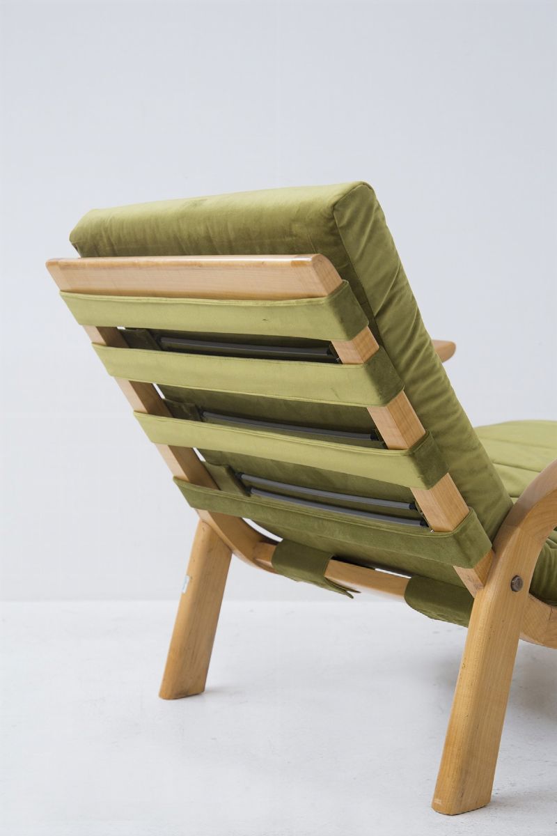 Coppia di Poltrone Vintage in Legno e Tessuto