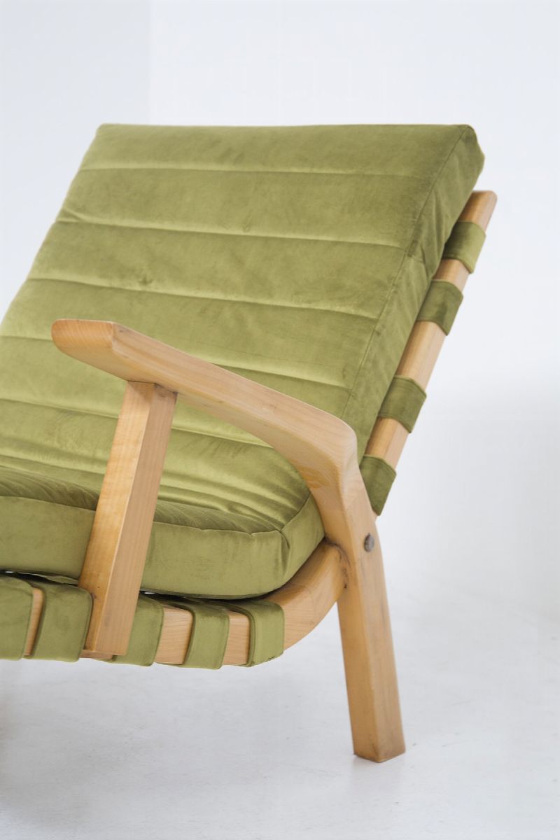 Coppia di Poltrone Vintage in Legno e Tessuto