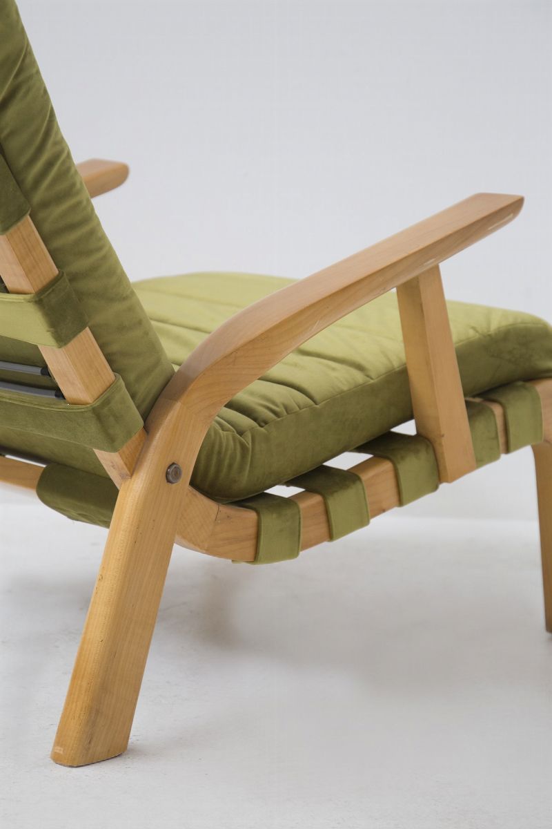 Coppia di Poltrone Vintage in Legno e Tessuto