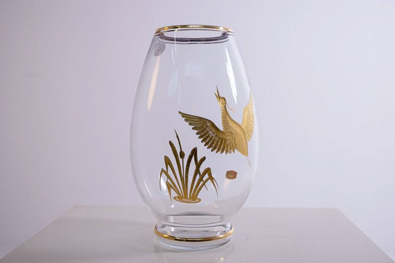 Manifattura Italiana - Vaso in vetro di Murano con inserti in oro