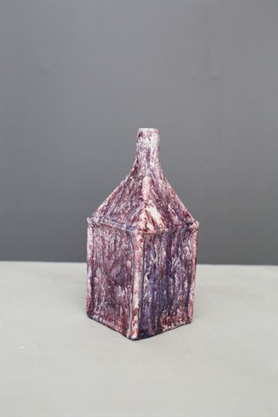 Vaso Vintage in Ceramica Viola, Firmato
