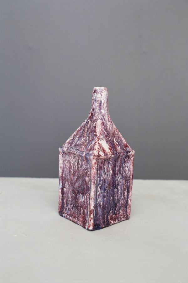 Marcello Fantoni - Vaso vintage in ceramica viola, firmato