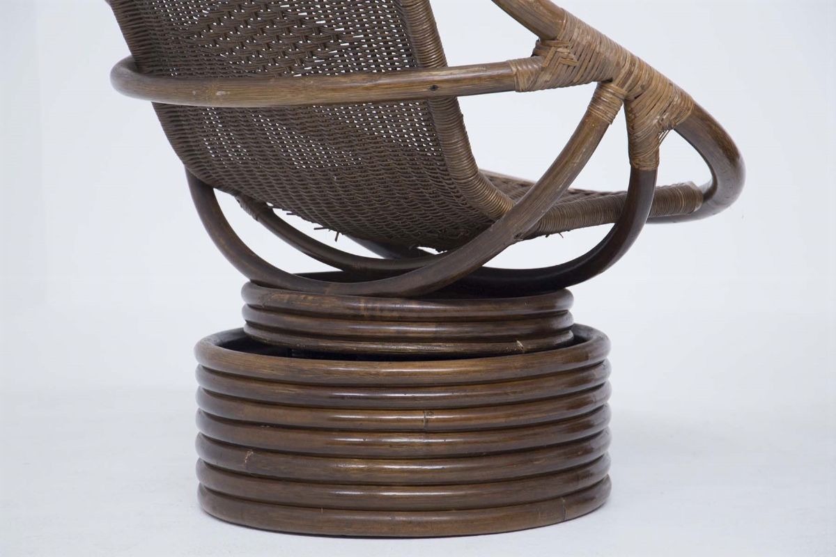 Coppia di Poltrone Italiane Vintage in Rattan