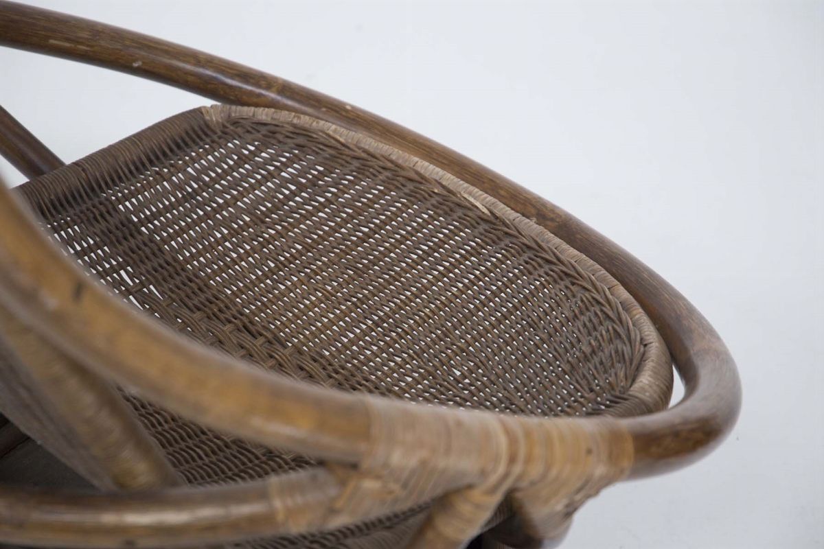 Coppia di Poltrone Italiane Vintage in Rattan