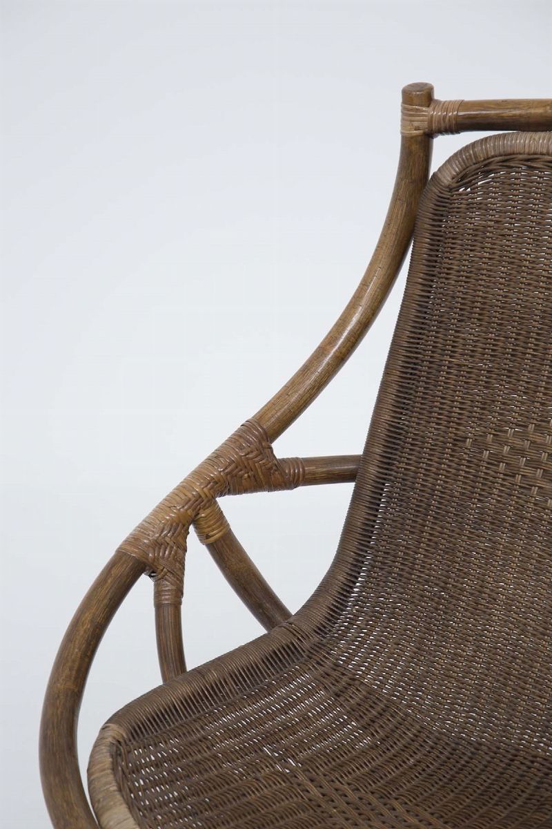 Coppia di Poltrone Italiane Vintage in Rattan