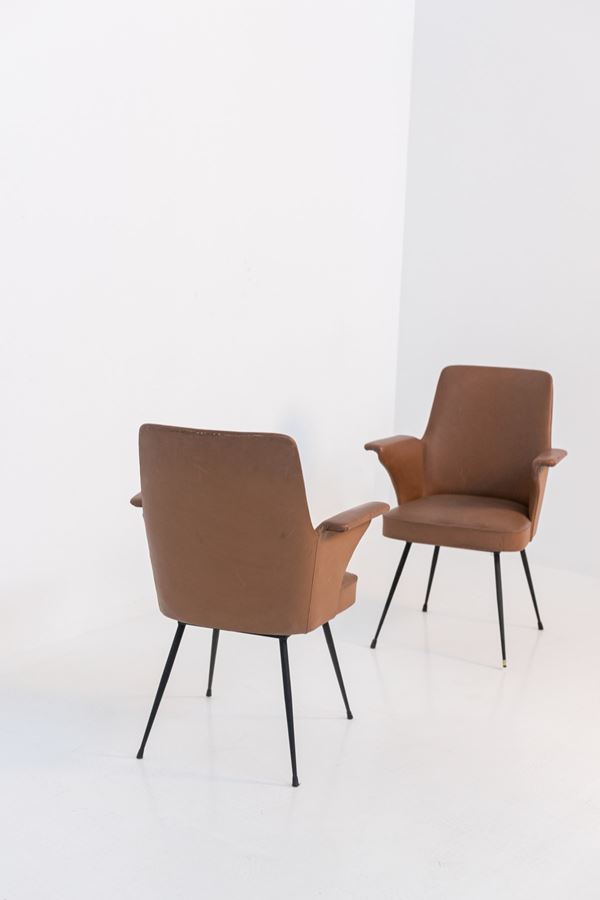 Nino Zoncada - Pair of Vintage Chairs in Leather