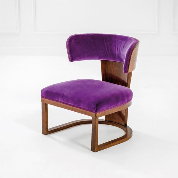 Ernesto Lapadula - Rare Italian Art Deco Armchair in Purple Velvet