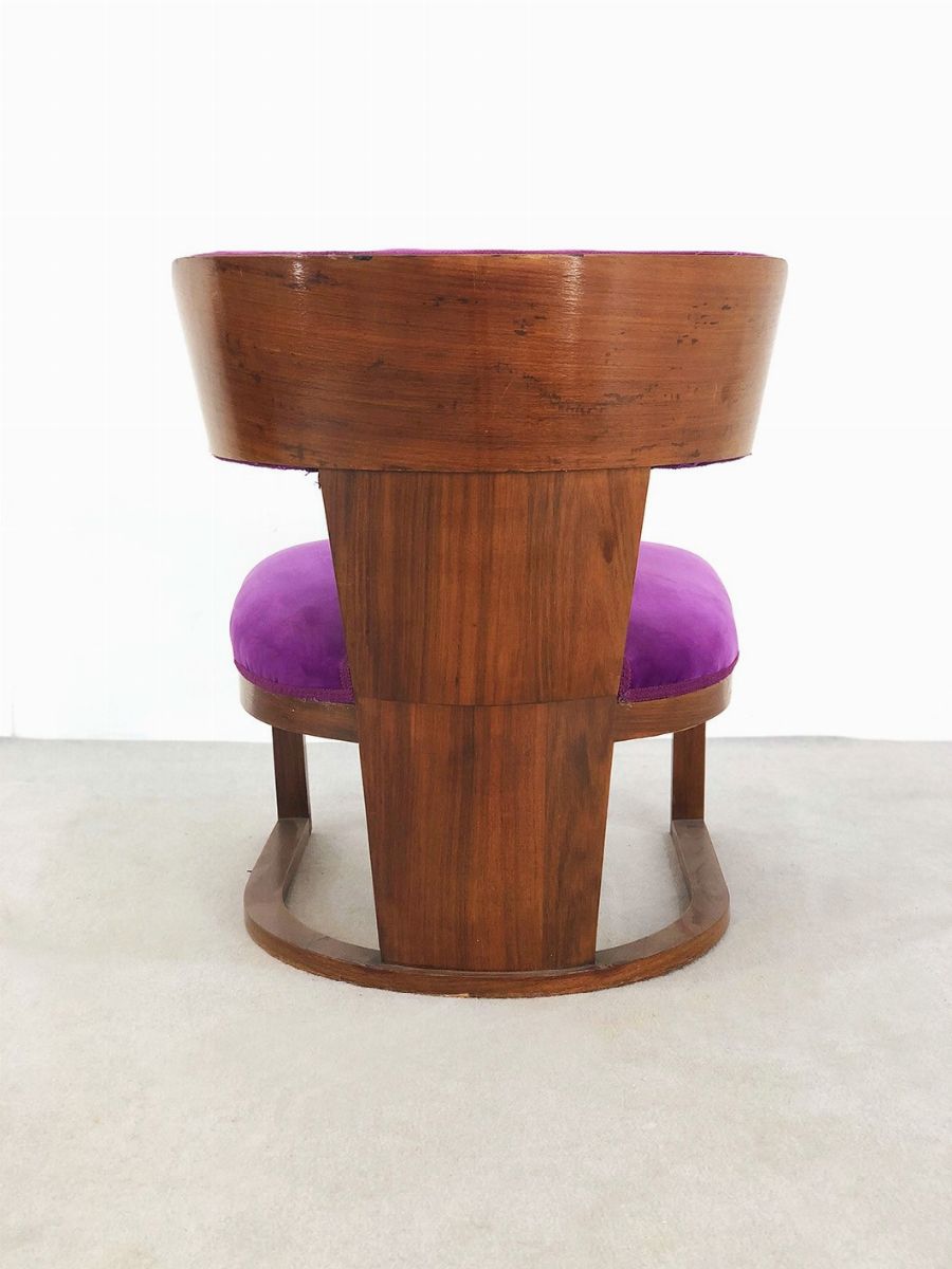 Rara Poltrona Italiana Art Déco in Velluto Viola