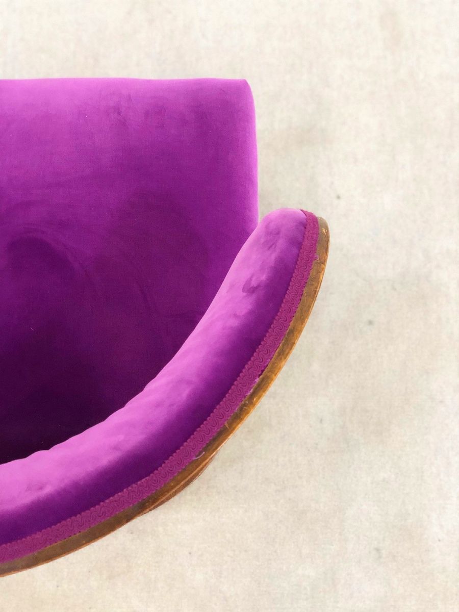 Rara Poltrona Italiana Art Déco in Velluto Viola