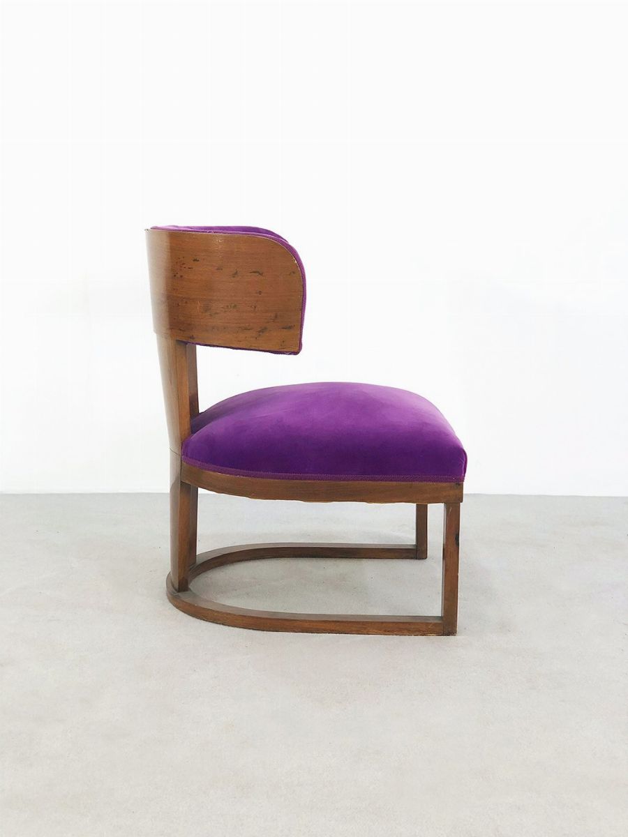 Rara Poltrona Italiana Art Déco in Velluto Viola