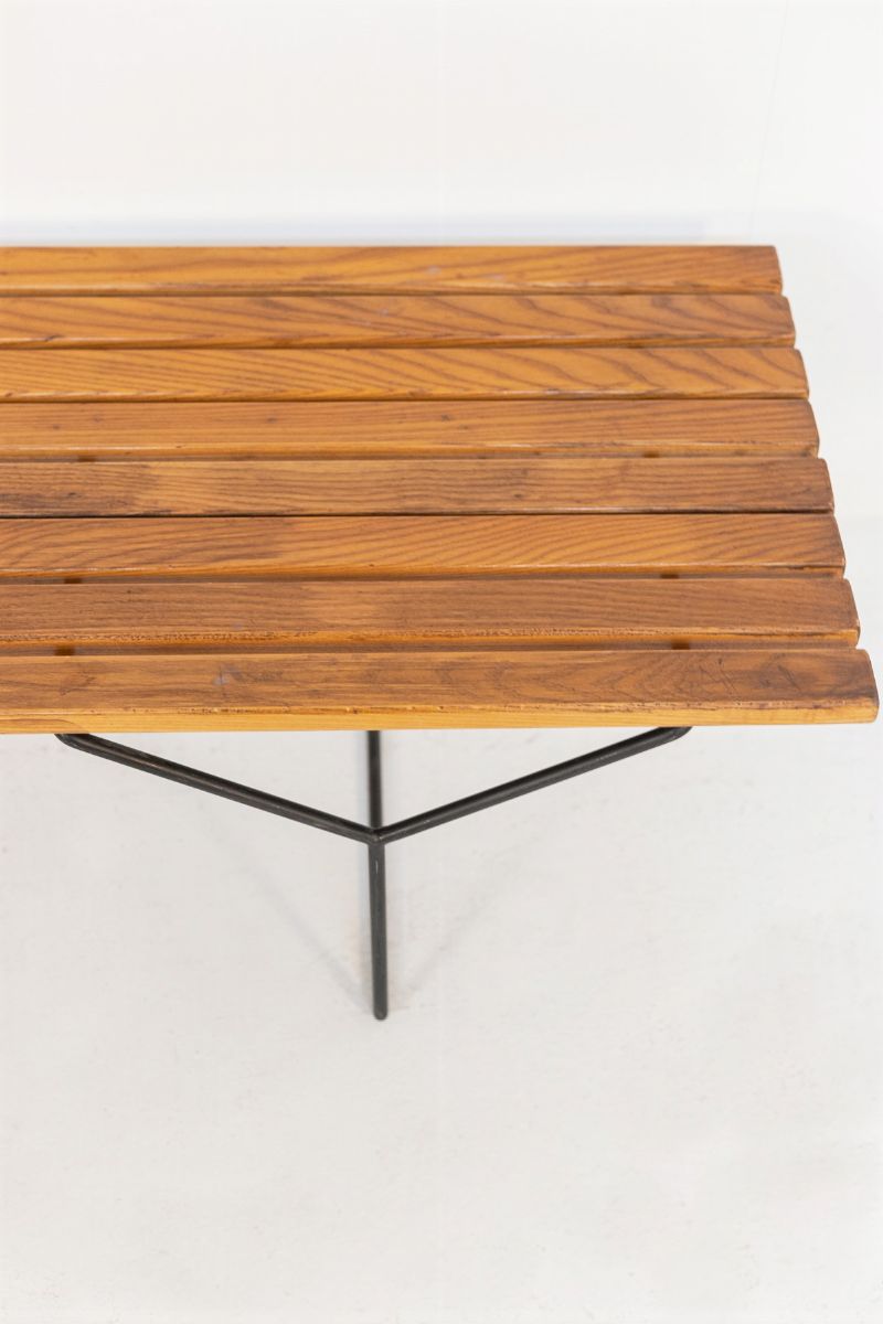 Panchina Italiana Vintage in Legno e Ferro