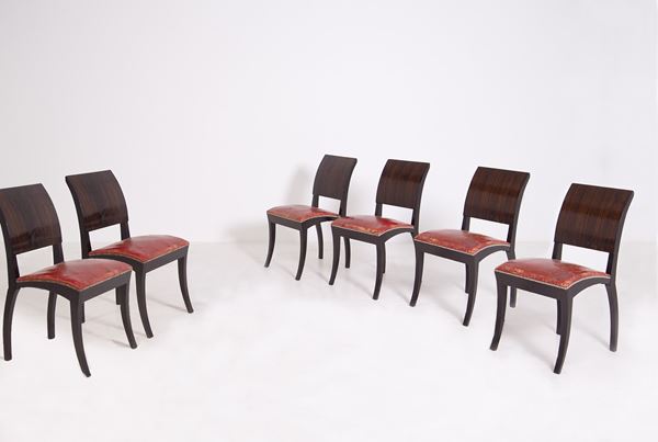Manifattura francese - Set di sei sedie francesi Art Deco