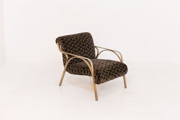 Vittorio Gregotti - Poltrona in velluto vintage in ottone