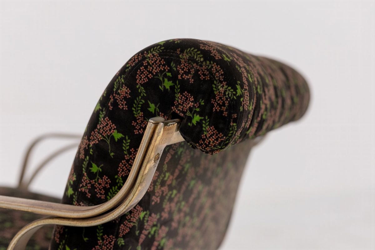 Poltrona in Velluto Vintage in Ottone