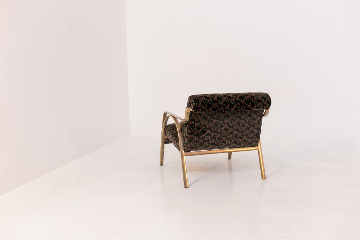 Poltrona in Velluto Vintage in Ottone