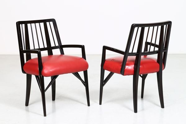 Paul Laszlo - Set of Four Chairs in Black Lacquered Wood