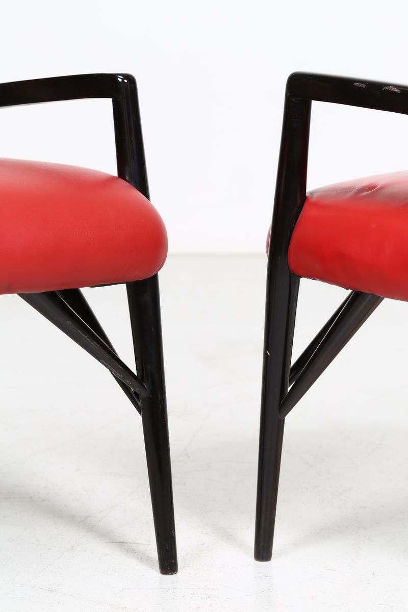 Set di Quattro Sedie in Legno Laccato Nero