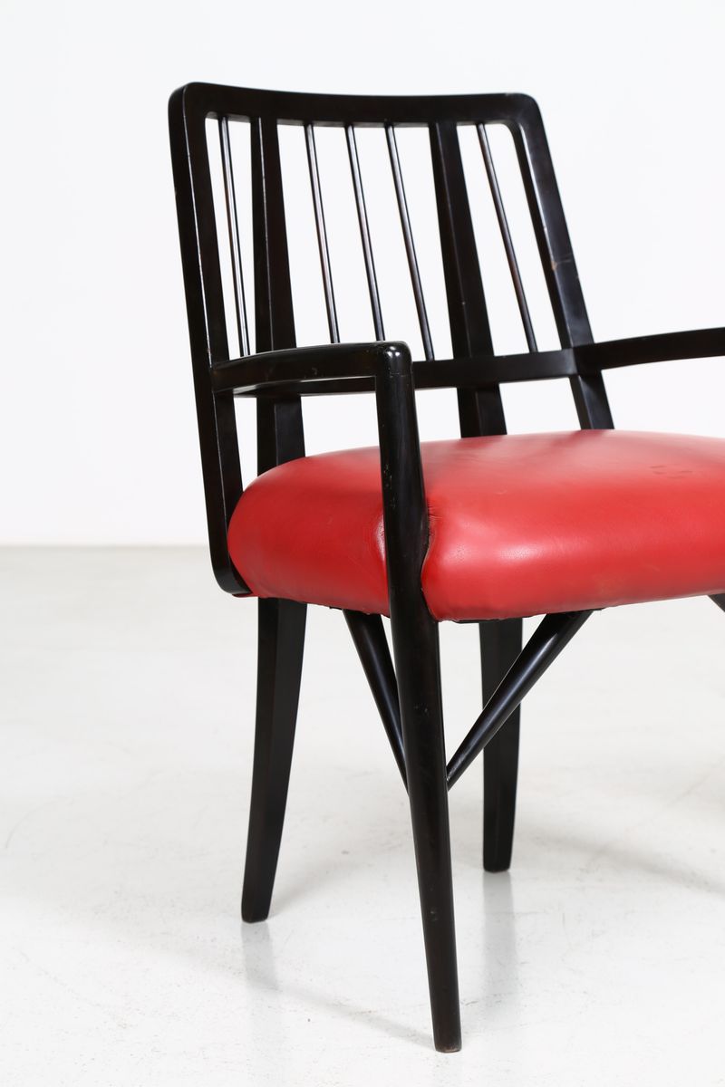 Set di Quattro Sedie in Legno Laccato Nero