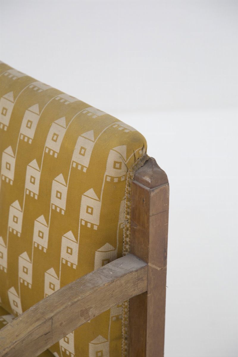 Divano Vintage in Tessuto Legno ed Ottone