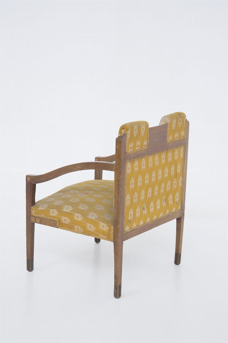 Poltrone Vintage in Tessuto Legno ed Ottone