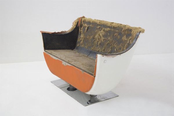 Space Age Sofa in Steel, Resin and Leather