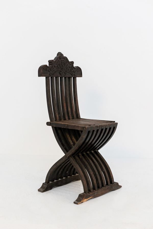 Manifattura Italiana - Sedia Italiana Vintage in legno intarsiato