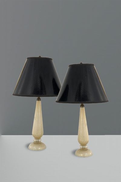 Coppia di Lampade da Tavolo in Vetro di Murano