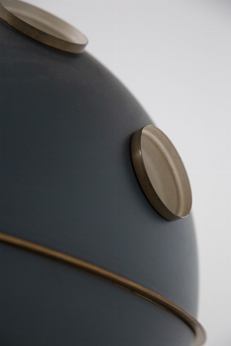 Lampadario Blu in Ottone e Alluminio