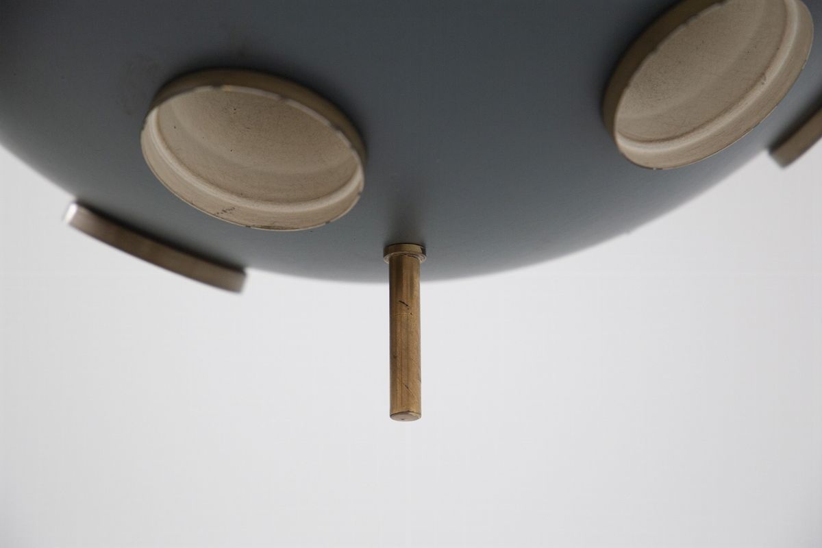 Lampadario Blu in Ottone e Alluminio