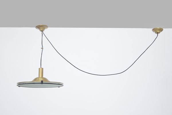 Brass and aluminum chandelier by Lamperti