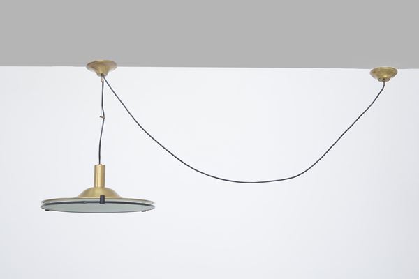 Lampadario in ottone e alluminio di Lamperti